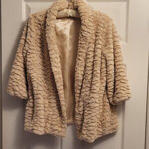 Forever 21 Cream Faux Fur Fluffy Textured Jacket